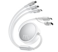 CAFELE 100W Câble Multi Chargeur USB A/C,6 en 1/110CM Enrouleur Câble,PD3.0 5A Cable Multi Embout Type C/Phone/Micro USB pour Phone 17,16,16 Pro Max,15 Série,MaBook,Pad,Galaxy,Huawei,Tablet