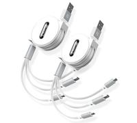 CAFELE Câble 3 en 1 Rétractable[20-120CM/2 Paquet],Câble Multi USB 5V/3A pour Recharge Rapide et Sécurisée,Chargeur multi Embout avec Type C/Micro/L Connecteur pour 15 14 13 12 Galaxy Huawe1 X1aomi