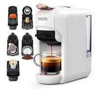 Cafelffe Machine à café 5 en 1 avec réglage du volume de café et pression de 19 bars, pour capsules NS*, DG*, Kcup, dosettes ESE et café moulu, 0,6 l, blanche Cadeaux