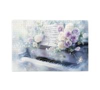 Cafemira Lot de 1000 puzzles en bois pour adultes, piano aquarelle et fleurs, détendez-vous et profitez du plaisir de résoudre des puzzles, exercez la capacité manuelle et la patience, cadeaux pour
