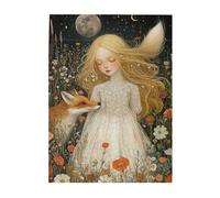 Cafemira Petite fille aux cheveux dorés, puzzle fantaisiste en bois de 500 pièces pour adultes, exercice pratique et patience, détendez-vous et profitez du plaisir de la résolution, superbe œuvre