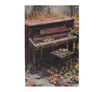Cafemira Puzzle chic en bois de 1 000 pièces pour adultes, piano vintage hanté avec crâne et champignons, brainstorming pour soulager le stress, exercer vos compétences manuelles, loisirs créatifs