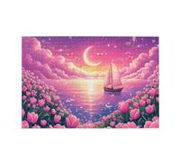 Cafemira Puzzle chic pour adultes de 1 000 pièces, paysage coloré entouré de fleurs au bord du lac, puzzles en bois, soulage le stress et profitez du plaisir de la résolution, exercez vos mains sur