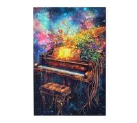 Cafemira Puzzle en bois de 1 000 pièces pour adultes, piano avec fleurs, soulage le stress et profitez du plaisir de résoudre des puzzles, utilisez votre imagination au maximum, exercez vos mains sur