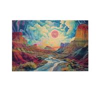 Cafemira Puzzle en bois de 1000 pièces pour adulte, paysages occidentaux imaginaires, design vif, détendez-vous et profitez du plaisir de résoudre des puzzles, exercice cérébral stimulant, chaque