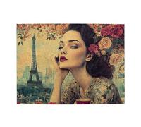 Cafemira Puzzle en bois de 500 pièces, affiches nostalgiques de monuments de la ville et de belles femmes, soulage le stress et profitez du plaisir de la résoudre, assemblage manuel de votre