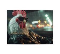 Cafemira Puzzle en bois de 500 pièces, coq cool portant des lunettes de soleil, anthropomorphisme surréaliste des animaux, soulage le stress et profitez du plaisir de résoudre, chaque pièce est unique