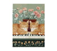 Cafemira Puzzle en bois de 500 pièces pour adulte, deux chats dormant sur des touches de piano, soulagent le stress et profitez du plaisir de résoudre des puzzles, chaque pièce est unique, complète