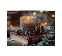 Cafemira Puzzle en bois décoré de Noël, bougies, livres, adultes - 500 pièces - Soulage le stress et profitez du plaisir de la résolution - Exercez vos mains sur les compétences - Chaque pièce est