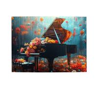 Cafemira Puzzle en bois pour adulte de 500 pièces, fleurs sur piano, détendez-vous et profitez du plaisir de résoudre des puzzles, exercez les compétences et la réflexion, chaque pièce est unique