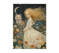 Cafemira Puzzle fantaisiste en bois de 500 pièces, petite fille aux cheveux dorés, puzzles pour adultes, soulage le stress et profitez du plaisir de la résolution, exercez la capacité manuelle et la