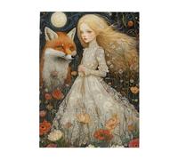 Cafemira Puzzle fantaisiste en bois de 500 pièces pour adultes, petite fille aux cheveux dorés, exercice de capacité manuelle et patience, détendez-vous et profitez du plaisir de la résolution