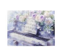 Cafemira Puzzle pour adultes, piano aquarelle et fleurs, 500 pièces en bois, détendez-vous et profitez du plaisir de résoudre des puzzles, loisirs exploratoires et défis, cadeau pour les amateurs de