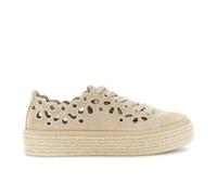CAFèNOIR - Baskets en Cuir À Lacets avec Découpes Laser, pour Femme, Couleur Beige, Taille 40