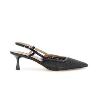 CAFèNOIR - Escarpins À Bride Arrière Effet Raphia Avec Talon Bobine, Pour Femme, Couleur Noir, Taille 39