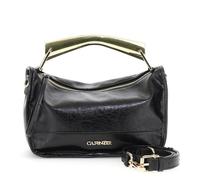 CafèNoir - Mini sac à effet cuir Naplak avec poignée en métal, pour femme, taille unique, Noir , Taille unique