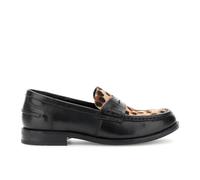 CAFèNOIR - Mocassins en Cuir avec Empiècements en Cuir Effet Poney, pour Femme, Couleur Noir, Taille 38