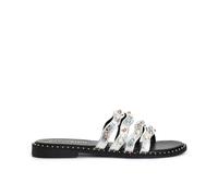 CAFèNOIR - Pantoufle À Brides Multiples Avec Cabochon, Pour Femme, Couleur Gris, Taille 39