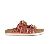 CAFèNOIR - Pantoufle À Double Boucle Brodée, Pour Femme, Couleur Rouge, Taille 35