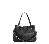 CAFèNOIR - Sac Cabas Avec Logo En Relief Et Bandoulière Chaîne Tressée, Pour Femme, Couleur Noir, Taille Taille Unique