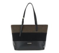 CAFèNOIR - Sac Cabas Effet Daim Et Cuir À Rayures Dégradées NOIR, Pour Femme, Couleur Noir, Taille Taille Unique