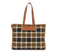 CAFèNOIR - Sac Cabas En Tissu À Carreaux Avec Plaque Logo En Relief, Pour Femme, Couleur Marron, Taille Taille Unique