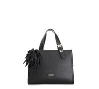 CAFèNOIR - Sac Fourre-tout Orné D'un Grand Charm Et D'une Fleur En Tissu, Pour Femme, Couleur Noir, Taille Taille Unique