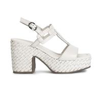 CAFèNOIR - Sandales à T En Cuir Compensé Tressé Femmes, os, 40 EU