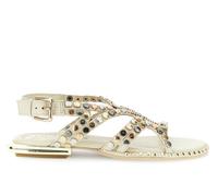 CAFèNOIR - Sandales Asymétriques En Cuir Ornées De Clous Multicolores, Pour Femme, Couleur Beige, Taille 39