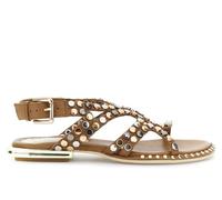 CAFèNOIR - Sandales Asymétriques En Cuir Ornées De Clous Multicolores, Pour Femme, Couleur Marron, Taille 37