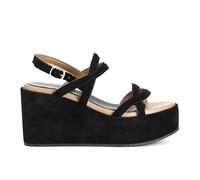 CAFèNOIR - Sandales Compensées En Daim À Brides Croisées, Pour Femme, Couleur Noir, Taille 38