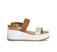 CAFèNOIR - Sandales double bandeau bicolores, pour femme, Biscuit or, 39 EU