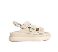 CAFèNOIR - Sandales En Cuir Avec Boutons Et Velcri, Femmes, beige, 37 EU