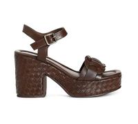 CAFèNOIR - Sandales Gilda En Cuir Avec Talon Compensé Tressé, Pour Femme, Couleur Marron, Taille 36