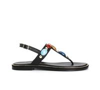 CAFèNOIR - Sandales Tongs En Cuir Ornées De Pierres, Pour Femme, Couleur Noir, Taille 37