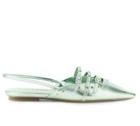 CAFèNOIR - Slingback en cuir laminé avec clous et strass pour femme, Eau de mer., 37 EU