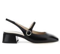 CAFèNOIR - Slingback en Cuir Verni avec Accessoire Bouton Noir, pour Femme, Couleur Noir, Taille 38
