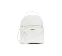 CAFèNOIR WB1008 BLANC, sac à dos doux effet cuir grainé avec applications or et blanc.