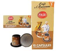 CAFÉS FOLLIET - Café En Capsule - À L'Ancienne - Compatible Nespresso - Torréfaction traditionnelle - Intensité 5/10-100% Arabica - Café vert - 10 Capsules