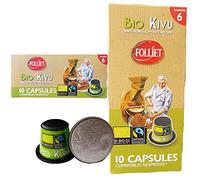 CAFÉS FOLLIET - Café En Capsule Bio - Kivu - Compatible Nespresso - Torréfaction traditionnelle - Intensité 6/10-100% Arabica - Cafévert - 10 Capsules