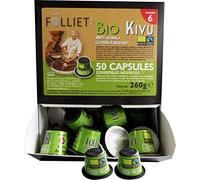 CAFÉS FOLLIET - Café En Capsule Bio - Kivu - Torréfaction traditionnelle - Intensité 6/10-100% Arabica - Café vert - 50 Capsules