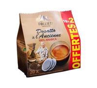 CAFÉS FOLLIET - Café En Dosette - À L'Ancienne - Compatible Senseo - Torréfaction traditionnelle - Intensité 5/10-100% Arabica - Café vert - 20 Dosettes
