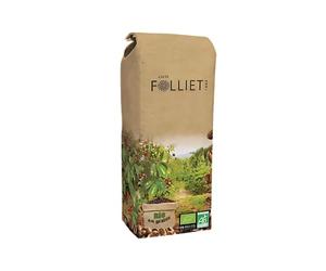 CAFÉS FOLLIET - Café En Grains Bio Philomène - Torréfaction Lente - Intensité 9/10-100% Arabica - Cafés Verts Amérique Centrale, Afrique & Asie - 1kg