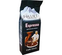 CAFÉS FOLLIET - Café Moulu - Espresso - Torréfaction traditionnelle - Intensité 8/10-50% Arabica - Café vert - Amérique Centrale, Afrique & Asie - 250 g