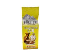 CAFÉS FOLLIET - Café Moulu - Tradition Or - Torréfaction traditionnelle - Intensité 3/10-100% Arabica - Café vert - Amérique Centrale, Afrique & Asie - 250 g