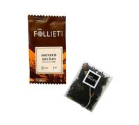 CAFÉS FOLLIET - Thé Noir - Douceur des Iles - Arômes de vanille - Fleur de tournesol - Énergisant - Sachets individuels d'origine végétale - 24 Sachets