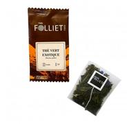 CAFÉS FOLLIET - Thé Vert - Exotique - Fruit de la passion & Pêche - Fleur de tournesol - Antioxydant - Sachets d'origine végétale - 24 Sachets