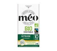 Cafés Méo Capsule Bio Équitable Intense - Pack de 100 Capsules (10x10) - Compatible avec Nespresso