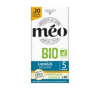 Cafés Méo Capsule Bio Lungo - Pack de 100 Capsules (5x20) - Compatible avec Nespresso