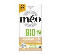 Cafés Méo - Capsule Café Bio Harmonie Pur Arabica - 100 Capsules - Compatible avec Nespresso - Intensité 8/10 - Arômes Authentiques, Gourmand et Envoûtant - Agriculture Biologique - Lot de 5x20